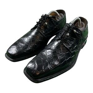 Ferrini Black Genuine Alligator Square Toe Men's Dress Shoe Size 10.5